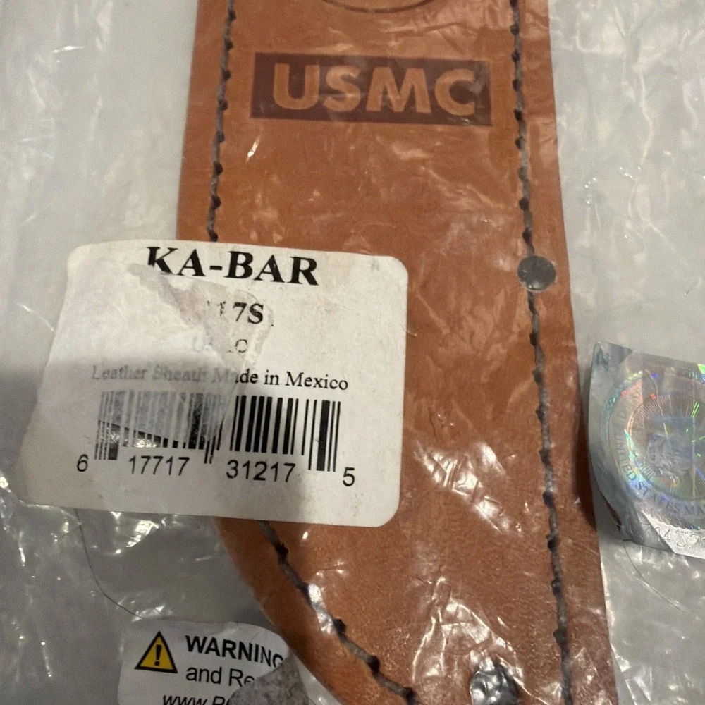 KA-BAR  Leather Sheath USMC Logo 1217S Brown Belt Sheath NEW